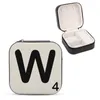 Jewelry Pouches Scrabble Tile W Storage Box Pu Leather Earring Boxes Display Case Organizer For Home Travel Girl Gift