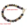 Strand Natural Stone 8mm Beads Bracelet For Women Men Amethysts Crystal Quartzs Aquamarines Jades Jewelry Ágatas Square Buckle Bangle
