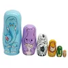 Dockor Cartoon Animal Matryoshka Russian Nesting Dolls Wood Set 6 PCS 230612