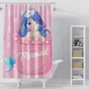 Tende Tende da doccia a sirena carina Tenda da bagno in tessuto impermeabile Modello cartone animato Tende da bagno con ganci Decorazione domestica