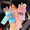 Keychains Creative Cute Girl Heart Liquid Into The Oil Bottle Milk Tea Cup Floating Keychain Men Women Car Pendant Jewelry8164973228d