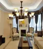 Chandeliers Vintage Black Metal Gold Deco Line Frosted Glass Lampshade Pendant Chandelier Living Room Bedroom Luminaire Lighting Fixture