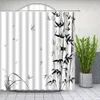 Curtains Water Ink Painting Plant Shower Curtains Chinese Classical Style Bamboo Bathroom Decor Waterproof Mildew Proof Cloth Curtain Set