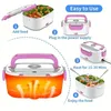 1pc / 1set US Plug Electric Lunch Box, Pink Food Heater with 2 Compartiments, 40W Leakproof Portable Food Warmer Lunch Box for Adults Car Truck Work