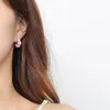 Fashion Trend Stainless Steel With Enamel Earring Studs Luxury Jewelry for Girls Women Lady Nice Gifts 8*17MM SIZE Purple White