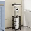 Organisation multifunktionell toalettpappersrullvävnadshållare Stand badrum fristående förvaring badrum tillbehör svart