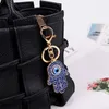 Keychains Evil Blue Eye Palms Forma Charm Handväska Pendant Key Chain Car Holder For Women Men smycken Keyring Klassisk gåva
