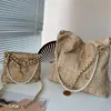 2023 Casual Sacs De Paille Designer Sac Fourre-Tout Chaînes De Perles Bandoulière De Luxe Sac À Main De Mode Épaule Toile Dame Femmes Lettre Bourse Téléphone Portefeuille Chaîne