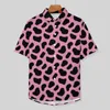 Men's Casual Shirts Dalmatian Spots Black And Pink Beach Shirt Hawaiian Funny Blouses Man Print Big Size 3XL 4XL