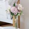 Fleurs séchées soie artificielle hortensia thé Rose Bouquet de mariée bricolage Vases de noël pour décorations maison mariage décorer
