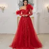 2023 ASO EBI RED A-Line Dress Cequined Lace Sexy Even Even Formal Party Drugi przyjęcie urodzin Druhna Suknie zaręczynowe sukienki szat de soiree ZJ373