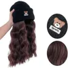 Chapéu de peruca de cabelo comprido moderno integrado com touca de inverno de pelúcia vários estilos disponíveis quente e elegante