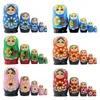 Dolls 5pcs Russian Nesting Dolls Cartoon Matryoshka Babushka Wood Toy for Children Kids Gift Christmas Mother's Day Home Decor 230612