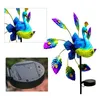 Solar Birds Wind Mill Light 3D Iron Wind Spinners Ground Plug Colorful Lighting Ornaments Home Decor Para Courtyard Garden