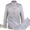 Vêtements ethniques printemps été mâle à manches longues broderie soie Satin Tang costume hommes Tai Chi Wushu uniformes Arts martiaux