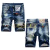 Pantaloncini di jeans casual da uomo di lusso Pantaloncini da motociclista di jeans strappati strappati da uomo Pantaloni corti da uomo Hip Hop Rock274W