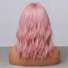 Lace Wigs HAIRCUBE Wavy Synthetic Wig With Bangs Short Bob Pink Wigs Curly Wavy Shoulder Length Cosplay Wig Daily Colorful Wig Z0613