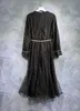 2023 Dames Designer Robe Light V-Neck Lace Mesh Patchwork Fishtail Sexy Dress