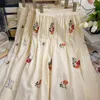 Saias Femininas Vintage Gancho Flor Bordado Saia Cheia Cintura Alta Elegante Moda Coreana Linha A Doce Roupas de Verão