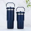 30oz 20oz Ice Flow Car Cup Stainless Steel Double Wall Tumbler Vacuum Insulated Water Bottle Car Reusable Cup with Straw Leakproof Flip Lids 001