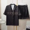 Męskie proste luksusowe piżamę letnie krótkie szorty z krótkim rękawem jedwabny czarny czarny swobodny luźne zużycie domowe dwa zestawy