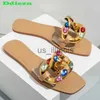 Zapatillas Mujer Chanclas Gladiador Pisos 2023 Nuevo en Bling Casual Interior Lujo Diamantes de imitación Diapositivas Playa Señoras Zapatillas Zapatos femeninos J230613