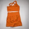 Active Set 2 pezzi Set da yoga a costine senza cuciture Premaman per le donne Reggiseno incorporato Pantaloncini da gravidanza elasticizzati a vita alta