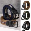 Belts Fashion Versatile Canvas Men Women Belt Metal Pin Buckle Striped Braided Waist Strap Thickened Cotton Jeans Pant Waistband