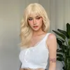 Lace Wigs HENRY MARGU Long Wavy Blonde Synthetic Wigs Platinum Daily Natural Hair Wigs With Bangs Cosplay Wig for Women Heat Resistant Z0613