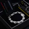 Pass Diamond Tester VVS Ice Out Moissanite grains de café chaîne à maillons cubains 8mm Bracelet Sier bijoux fins pour homme femme
