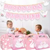 Confezione regalo 12 pezzi Scatole cigno rosa Scatola di caramelle Forniture per matrimoni Compleanno per bambini S Biscotti Bomboniere Borsa per imballaggio torta per gli ospiti