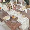 Chemin de table Beige Crochet Dentelle avec Gland Coton Décor De Mariage Nappe Creuse Nordic Romance Couverture Café Lit Coureurs 230613