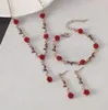 Искусство и ремесла Ретро французское красное цветочное браслет серьги для подвесного ожерелья для женщин -женских девушек личность earrin otps2