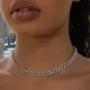 Strengen Iced Out Clear Crystal Miami Curb Cubaanse Ketting voor Vrouwen Mannen Hip Hop Gemengde Kleur Link Choker Rapper nieuwe Sieraden Geschenken 230613