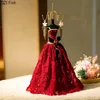 Decorative Objects Figurines Red Dress Shelves Earrings Hanging Board Necklace Jewelry Stand Dressing Table Gold Plated Bracelet Display Shelf 230612