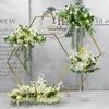 Décoration de fête de luxe arc de mariage or polygone placage ballon cadre support floral pour toile de fond anniversaire scène décor extérieur
