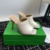 Knot Mule Sandal Summer New Women Metal High-heeled shoes Designers Leather rubber Fashion Sexy High quality Square head sandal