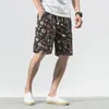 Mäns shorts mode tryckt män bomullshorts mäns avslappnade shorts dragsko midja Bermuda shorts s-4xl drop abz262 230613