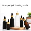 Frosted Matte Glass Dropper Bottles Travel Cosmetic Split bottling bottle 5ml 10ml 15ml 20ml 30ml 50ml 100ml with Bamboo Wooden lid T9I002341