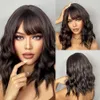 Lace Wigs HAIRCUBE Wavy Synthetic Wig With Bangs Short Bob Pink Wigs Curly Wavy Shoulder Length Cosplay Wig Daily Colorful Wig Z0613