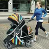 Twin Baby Strollers 3 IN 1 EU Lightweight Two-way Can Sit Can Lying High Landscape Shock Double Stroller Portable Stroller