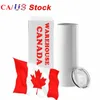 Us ca warehouse 2 dagar leverans vita muggar sublimering tumbler 20oz rak rostfritt stål blanks tumbler med halm GJ0613