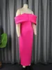 Casual Dresses AOMEI Pink For Woman 2023 Bodycon Party Off Shoulder Sexy Big Bow Elegant African Gowns Celebrate Birthday Wedding Guest