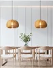 Pendellampor bambu lampa hand stickad kinesisk stil vävning hängande 18 cm pumpa lampor restaurang hem dekor belysning fixturer