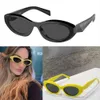 Designer petites lunettes de soleil ovales pour femmes Croissant Fissure stéréoscopique PR lignes géométriques audacieuses Symbole cadre étroit Irrégulier Parti triangle Nuances Lunettes hommes