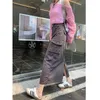 Saias HOUZHOU Vintage Y2k Cargo Skirt Feminino Harajuku Longo A-line Girl Alt Aesthetic Plissado Grunge Moda Coreana 2023 Tendências