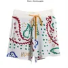 Men's Shorts Designer Clothing short casual Rhude Color Cashew Flower Knitted Drawstring Shorts Morant American High Street Casual Beach Pants Couples Sportswear