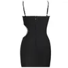 Vestidos casuais Est Fashion Feminino Sexy Backless Oco Out Short Bodycon Bandage Dress Diamante Enfeitado Club Vestido de festa à noite 2023Verão