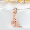 Pour les breloques pandora authentiques perles en argent 925 Rose Gold Crystal Flower Lock Dreamcatcher Bead