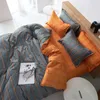 Ensembles de literie Literie Super Chaud Doux Housse de Couette Ensemble de Lit Simple Rayures Minces Orange Gris Literie Housse de Couette Ensemble 3pcs 4pcs King Queen Full Z0612